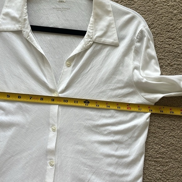 Eileen Fisher Organic Cotton Button Up Blouse Top W’s M White Basic Essential - Picture 7 of 14